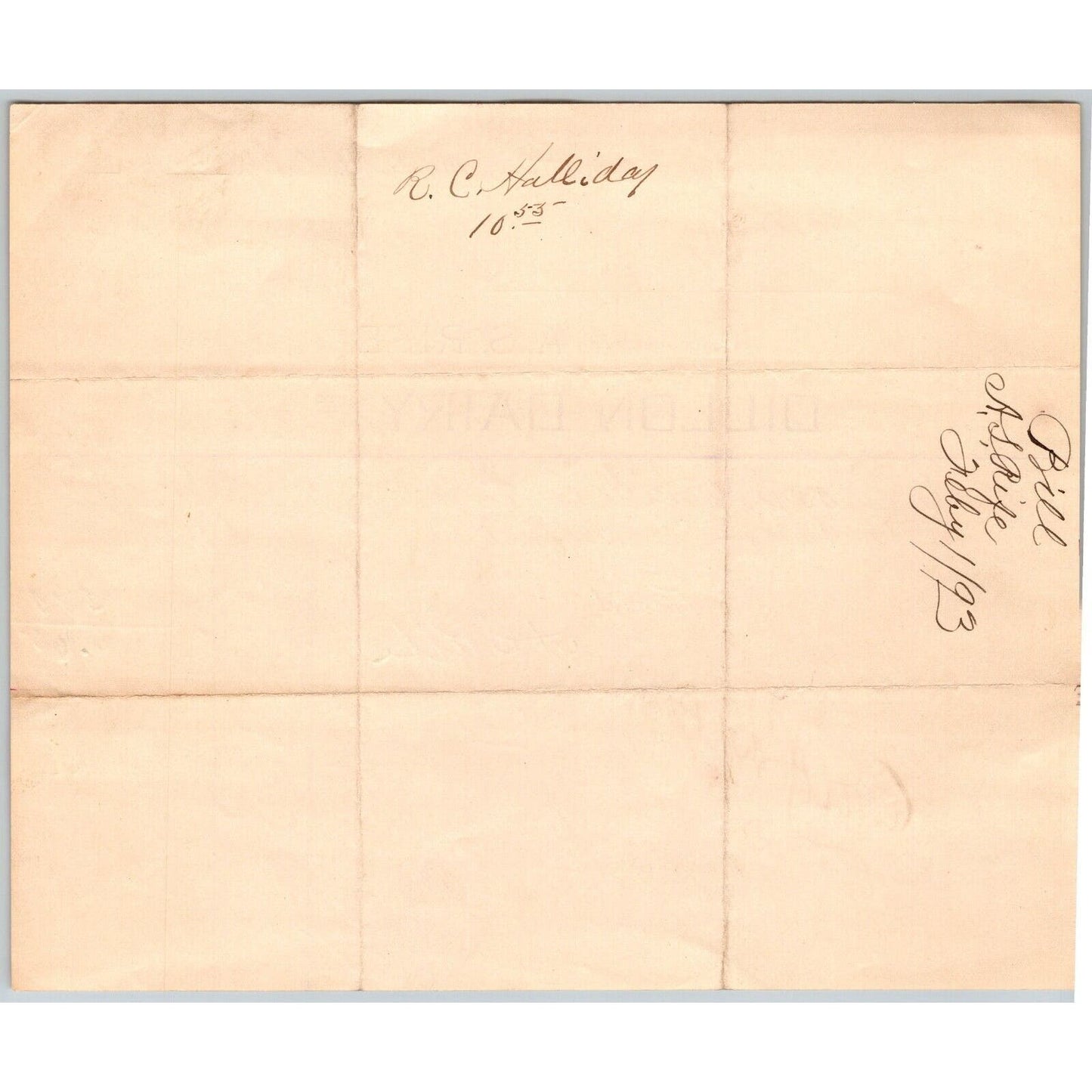 Dillon, MT Dillon Dairy A.S. Feb. 1893 Billhead Rife R.C. Halliday*