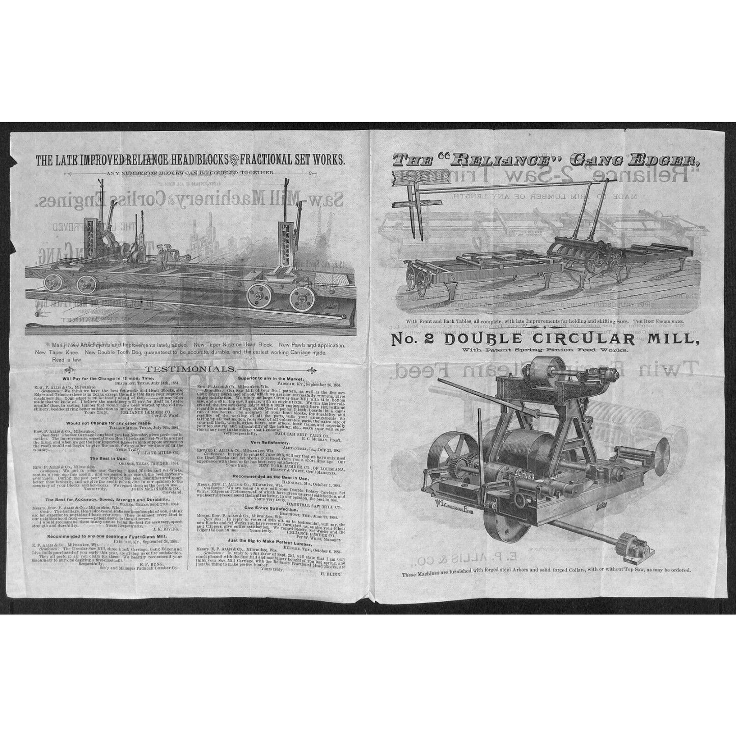 Edward P. Allis & Co. c1884 Saw Mill Machinery & Corliss Engines Brochure Scarce