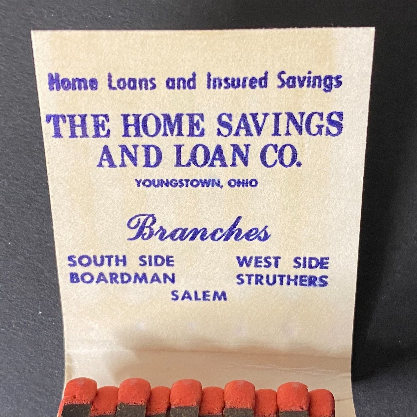 Home Savings and Loan Co. Youngstown, OH Full Matchbook c1960's-74