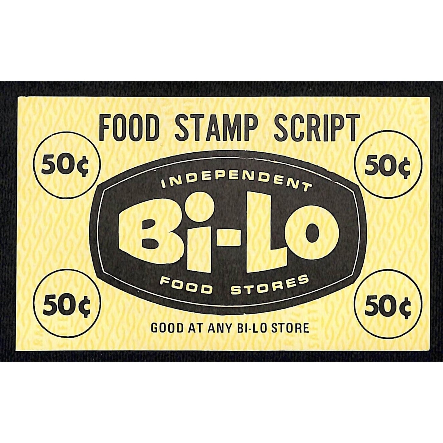 Bi-Lo Food Stores 50c "Food Stamp Script" Coupon c1965-75 VGC