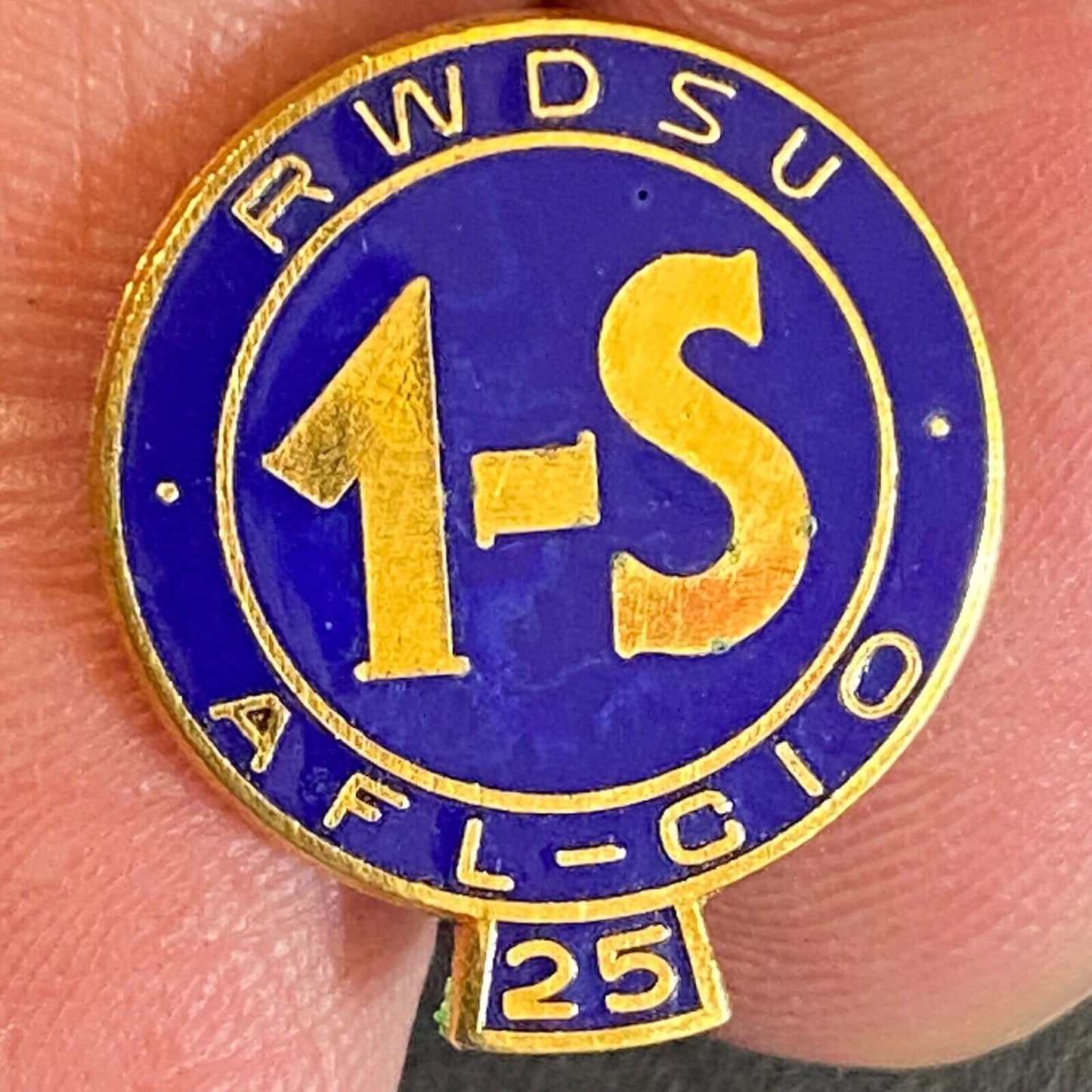 RWDSU AFL - CIO 1-S 25 Store Union Colored Enameled Lapel Pin 17mm