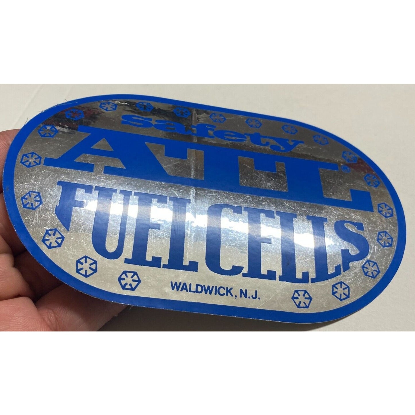 ATL Safety Fuel Cells Waldwick, NJ Original Sticker Blue & Mylar c1978 (#1)