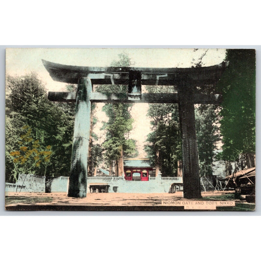 Niomon Gate, Nikko Japanese Postcard Tinted c1901-07 VGC