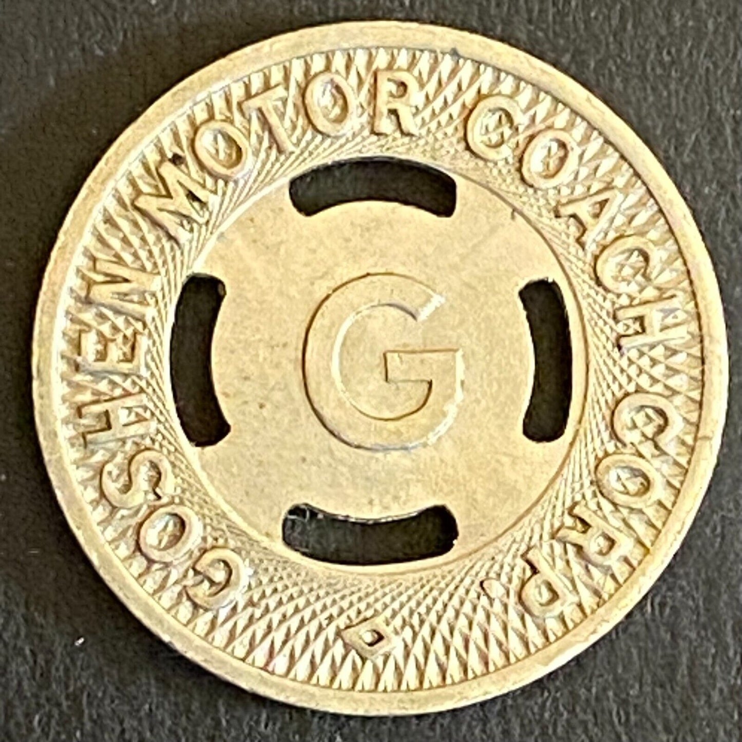 Goshen Motor Coach Corp. G/F One Fare Transit Token 16mm