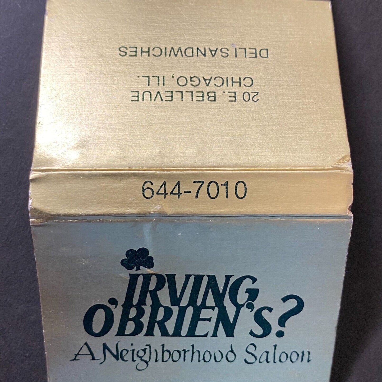 Irving O'Brien's "A Neighborhood Saloon" Chicago Full Matchbook c1978 VGC Scarce