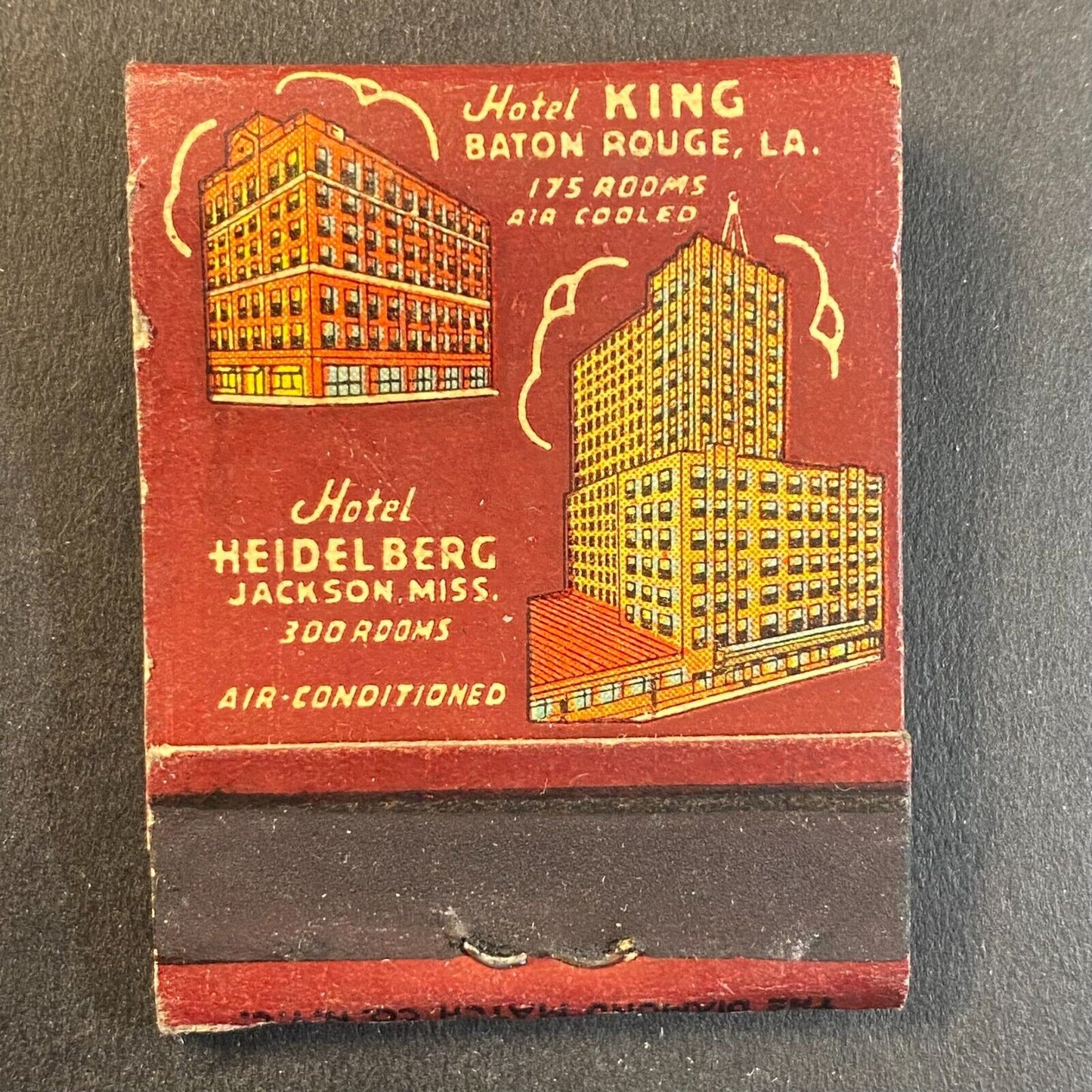 Hotel Heidelberg King Istrouma Baton Rouge c1940s Full Matchbook Scarce