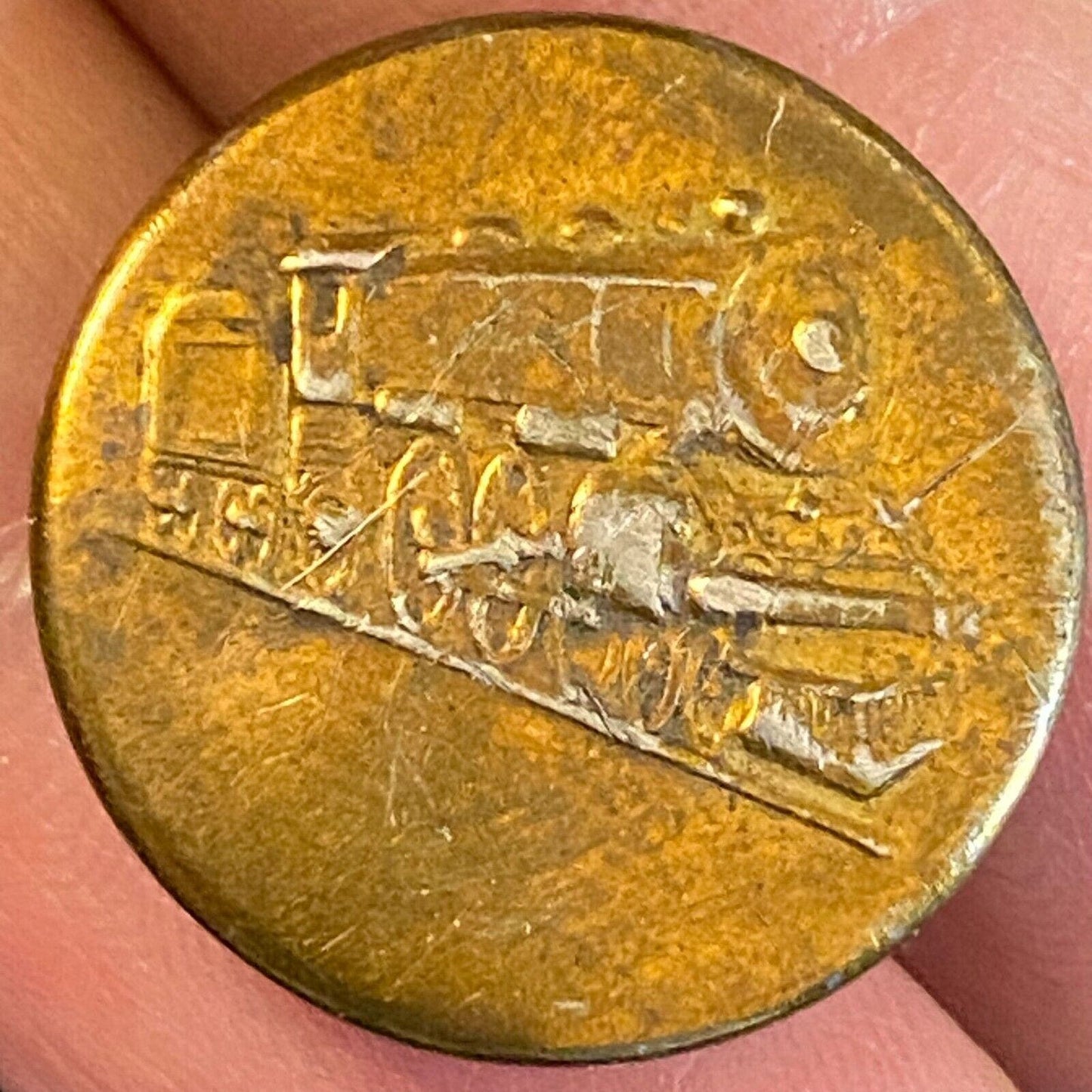 Locomotive & Car Pictorial Railroad Uniform Button 19mm -w/ Wear