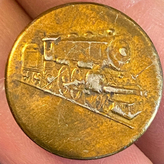Locomotive & Car Pictorial Railroad Uniform Button 19mm -w/ Wear