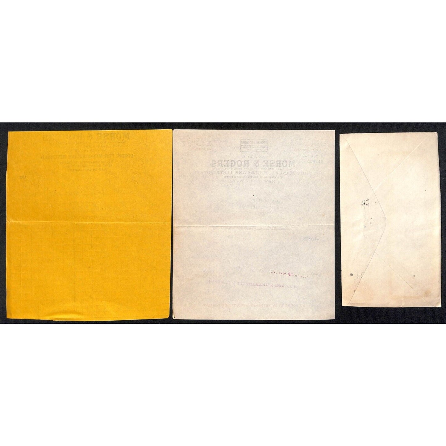 Morse & Rogers Sundial Shoe Mfg. Duane & Hudson Sts NYC 1925 3 Billheads + Cover