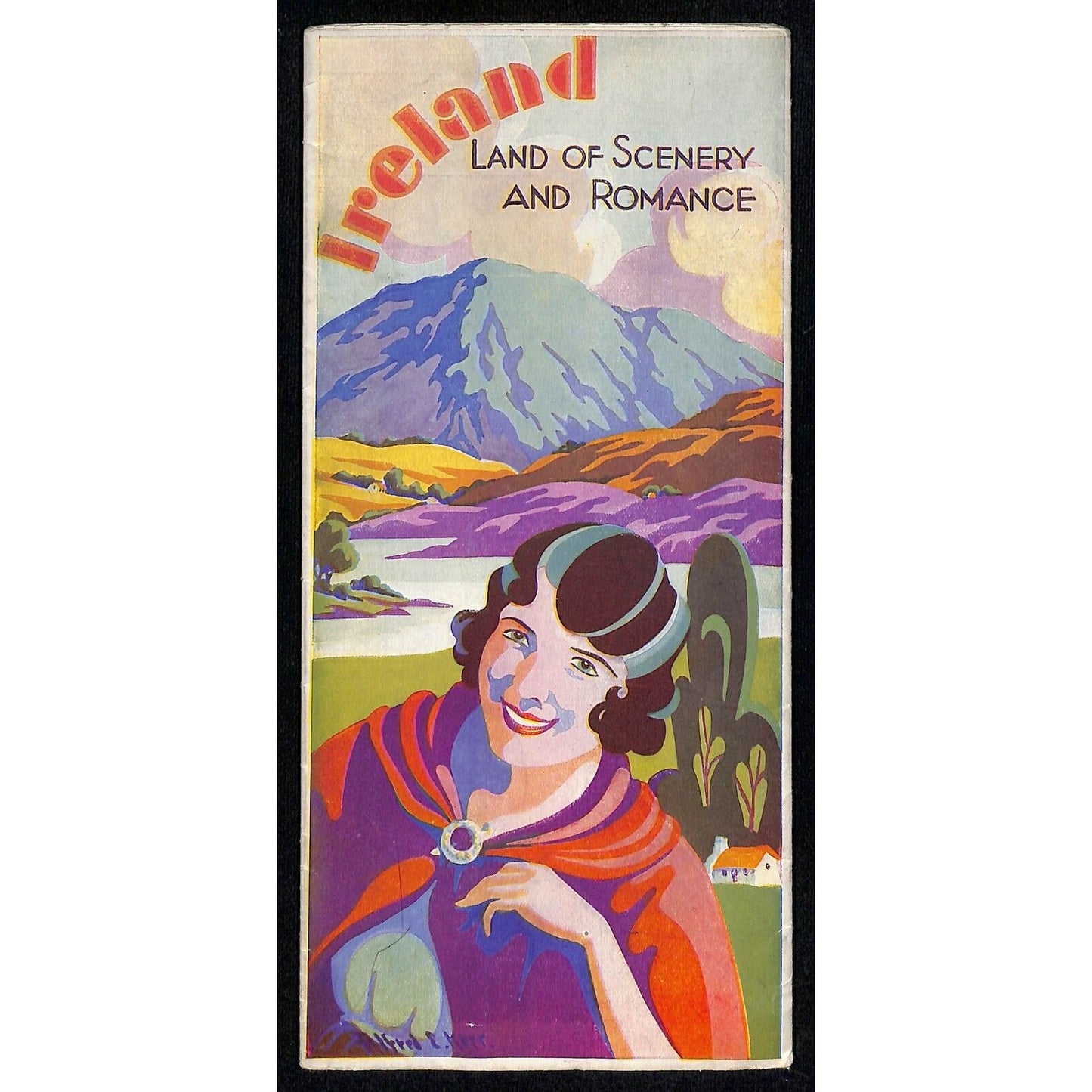 1932 Routes to Ireland 19" x 26" Single Sheet Travel Brochure w/ Map Scarce