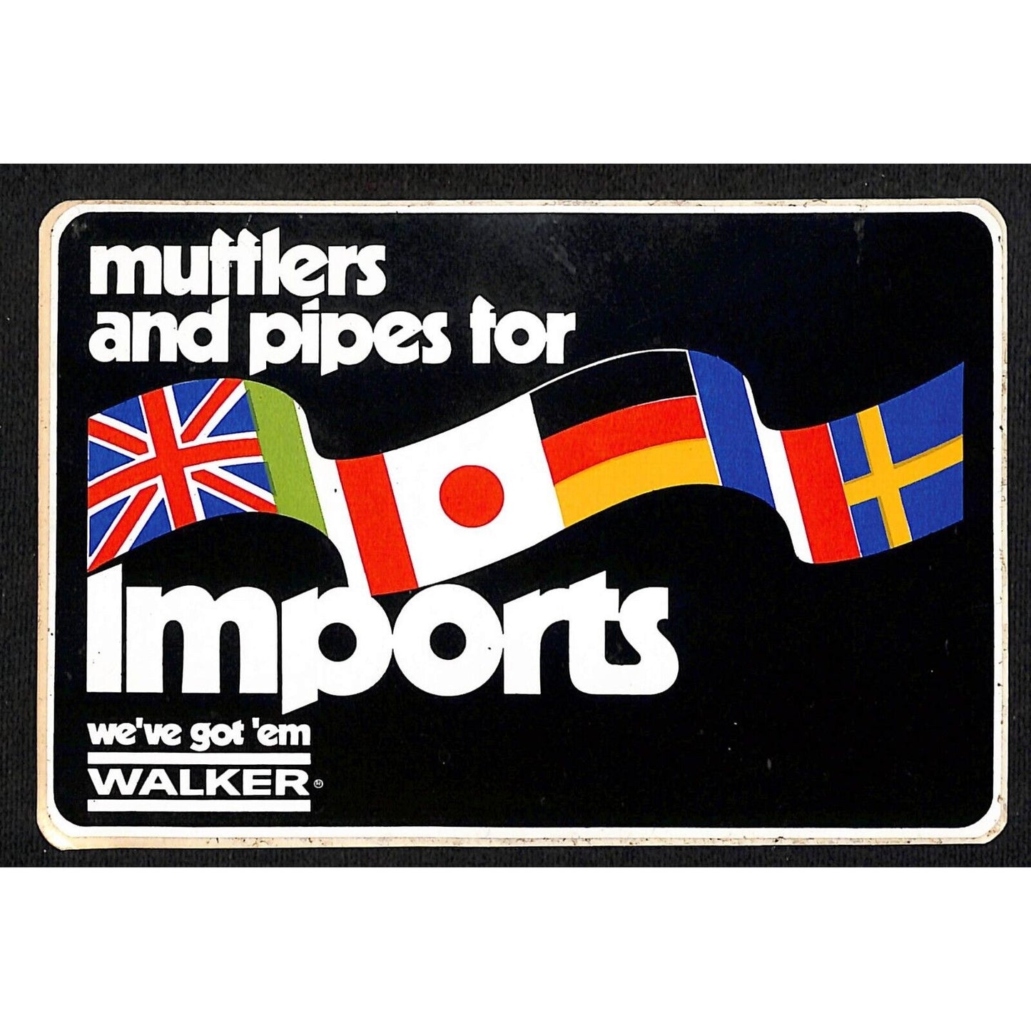 Walker Mufflers for Imports Original Performance Auto Sticker c1970's-80's