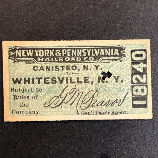 New York & Pennsylvania Railroad July 10 1917 Whitesville, NY Ticket #18240
