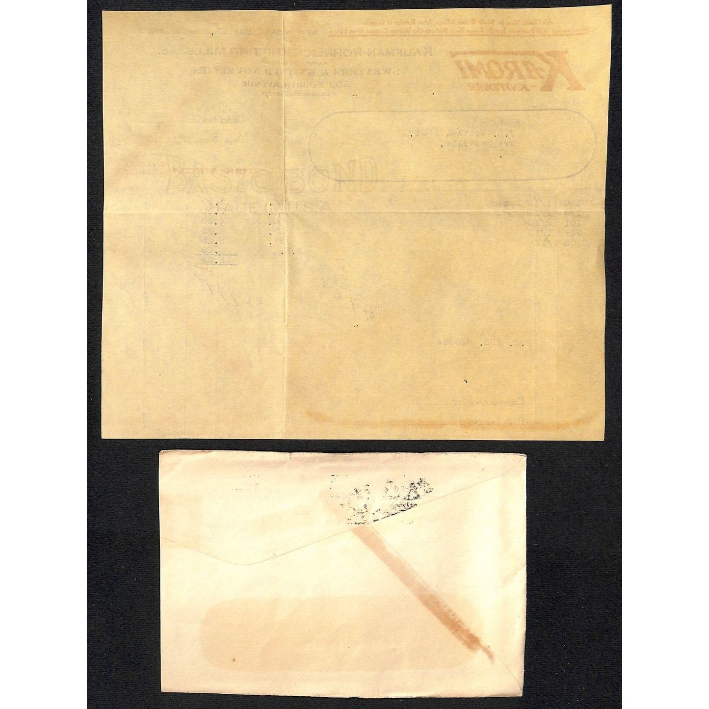 Kaufman Rohrlich Knitting Millls 23rd St. NYC Weitzel 1925 Billhead + Cover