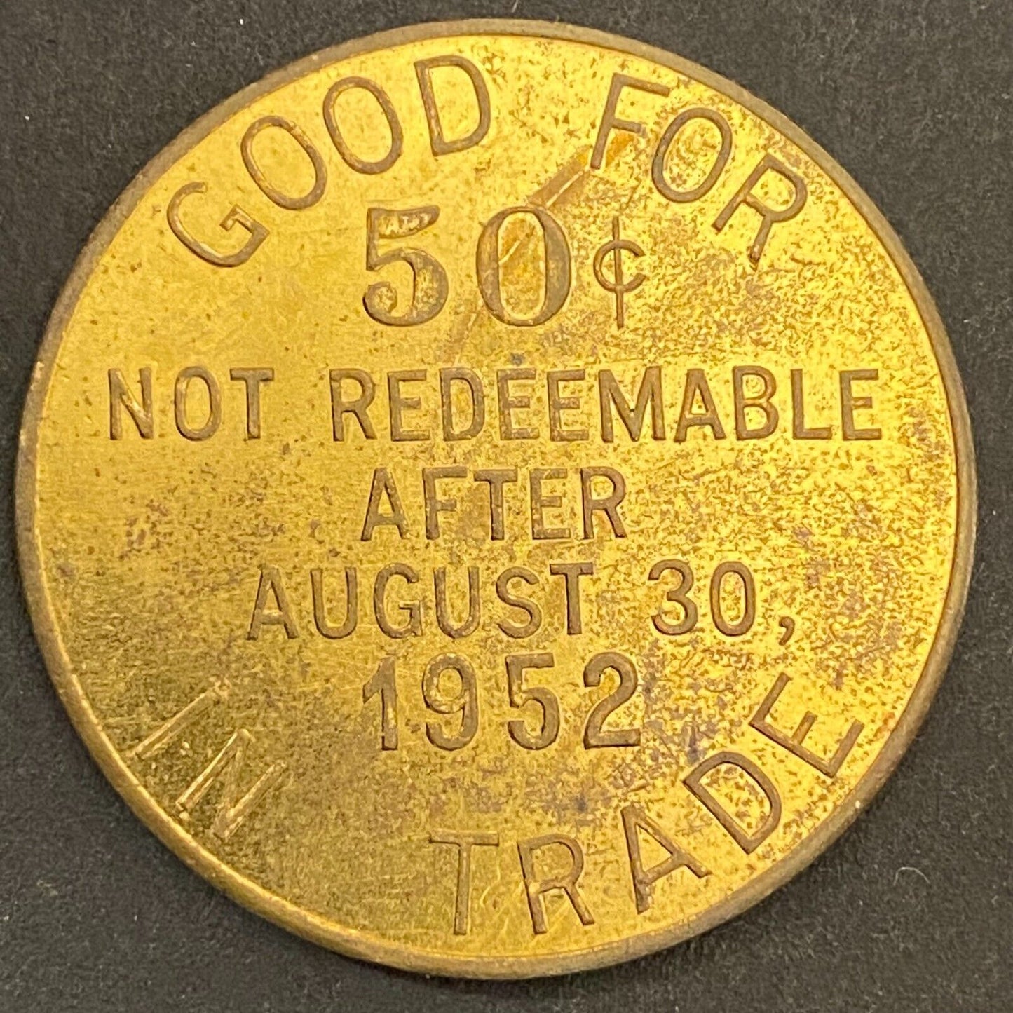 Newark, Ohio Sesquicentennial 1802 - 1952 G/F 50¢ Brass Trade Token 32mm (#1)
