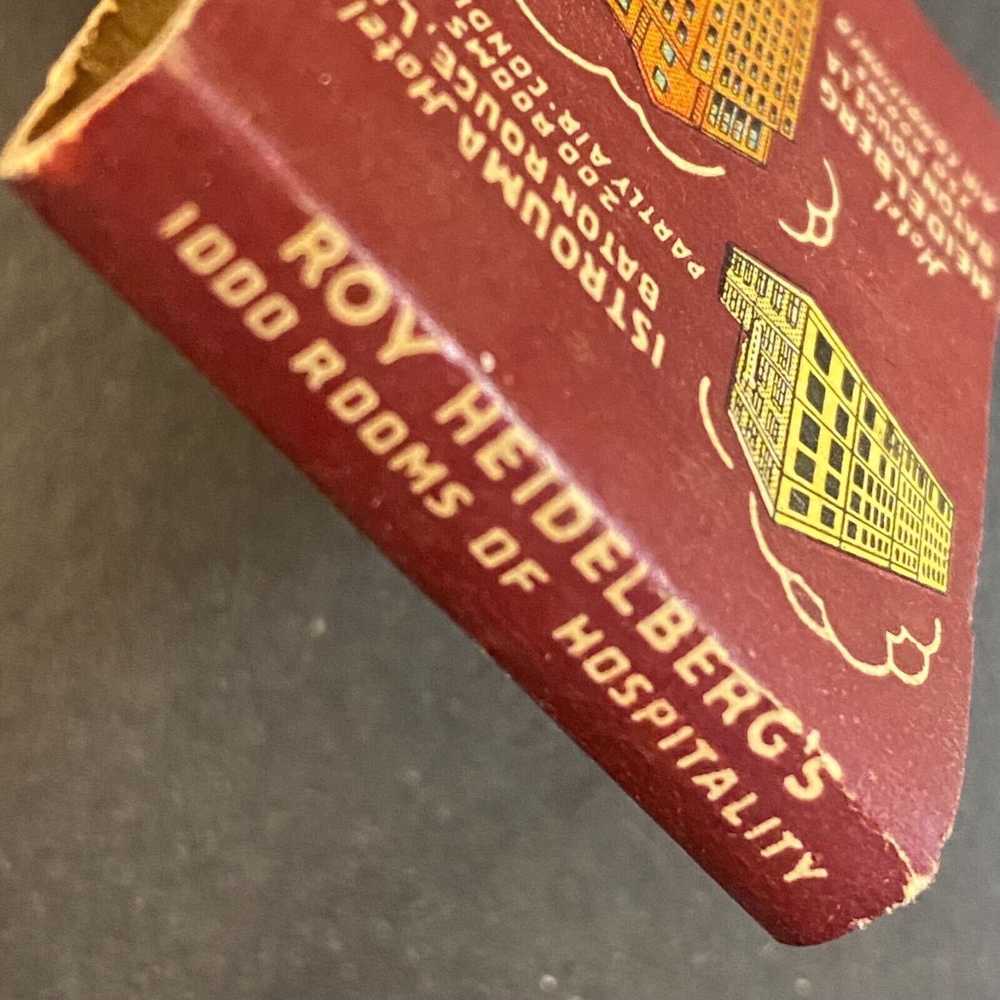 Hotel Heidelberg King Istrouma Baton Rouge c1940s Full Matchbook Scarce