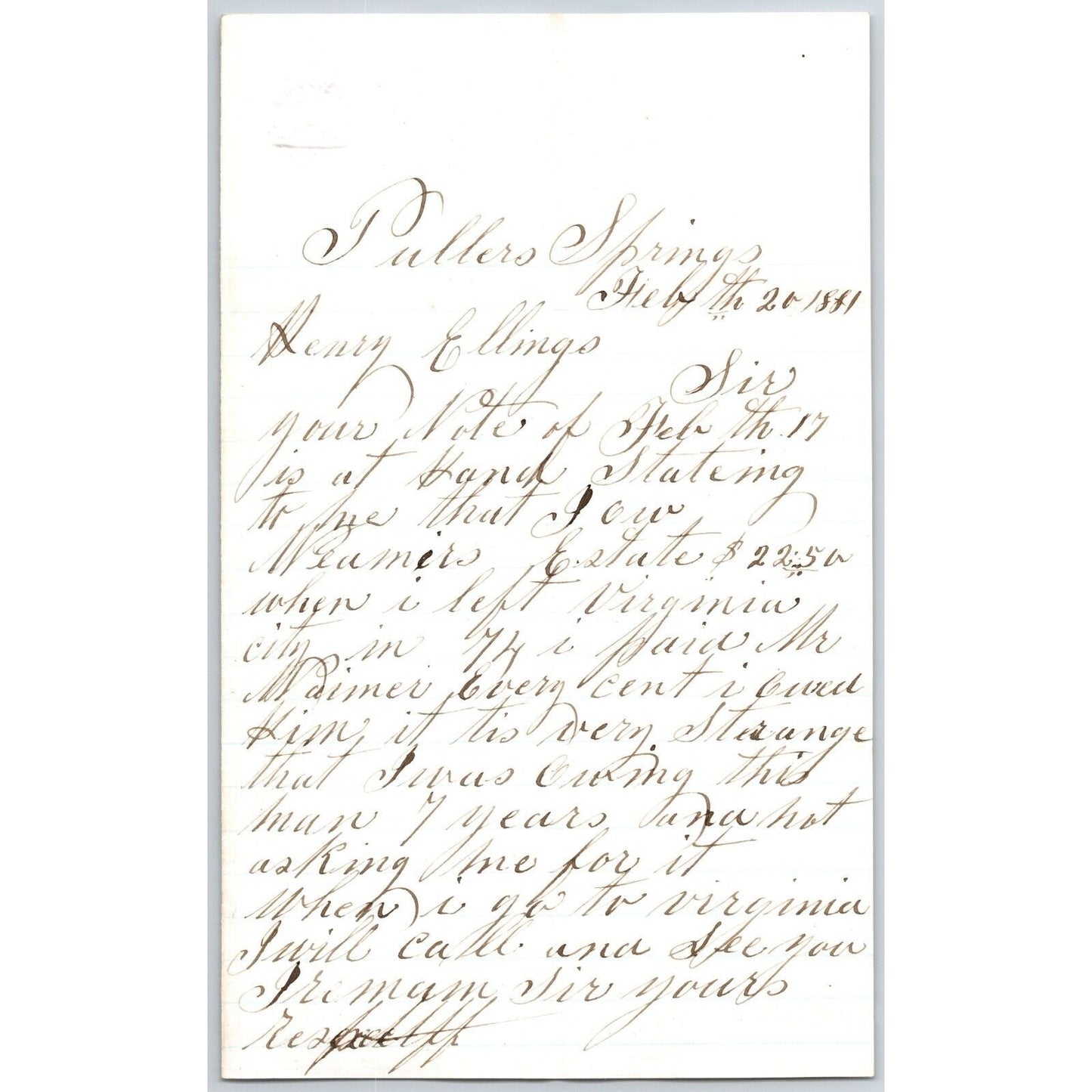 1881 ALS to Henry Elling* "..Paid Mr. Weamers ? Every Cent I owed.."
