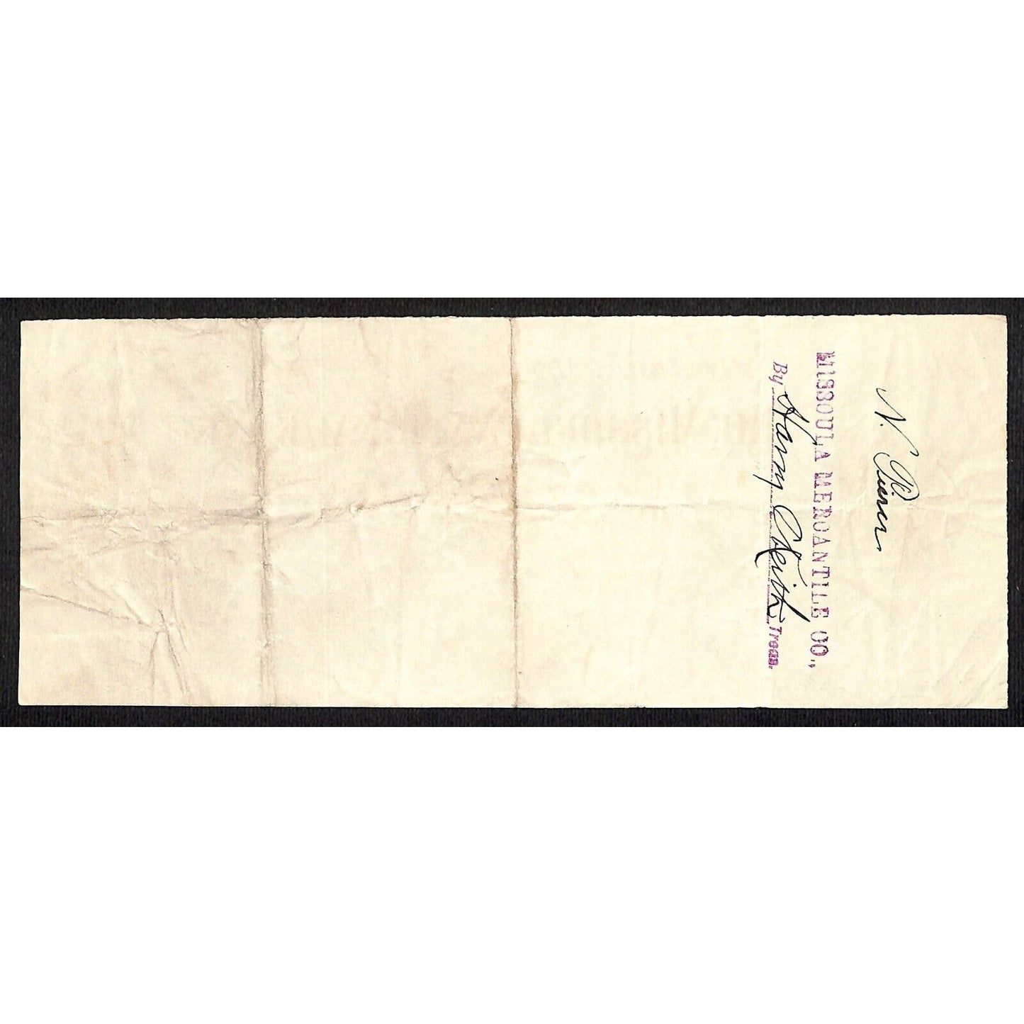 1889 Missoula National Bank Montana Territory Check Helena & Victor Mining #718