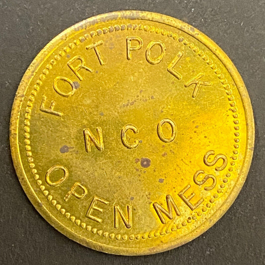Fort Polk NCO Open Mess G/F 25¢ in Trade Token Brass Louisiana 28mm (#6)