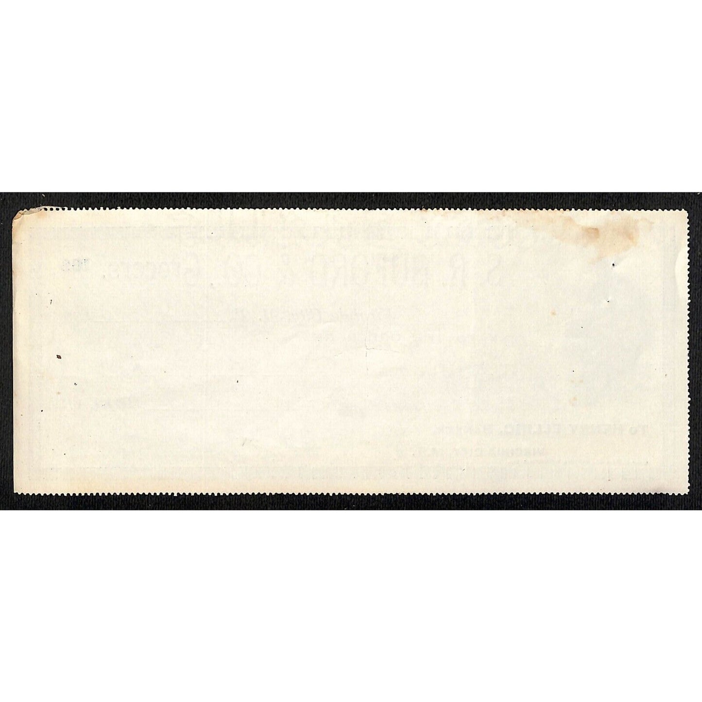 1888 Henry Elling Virginia City Montana Territory S.R. Buford Grocers Check #104