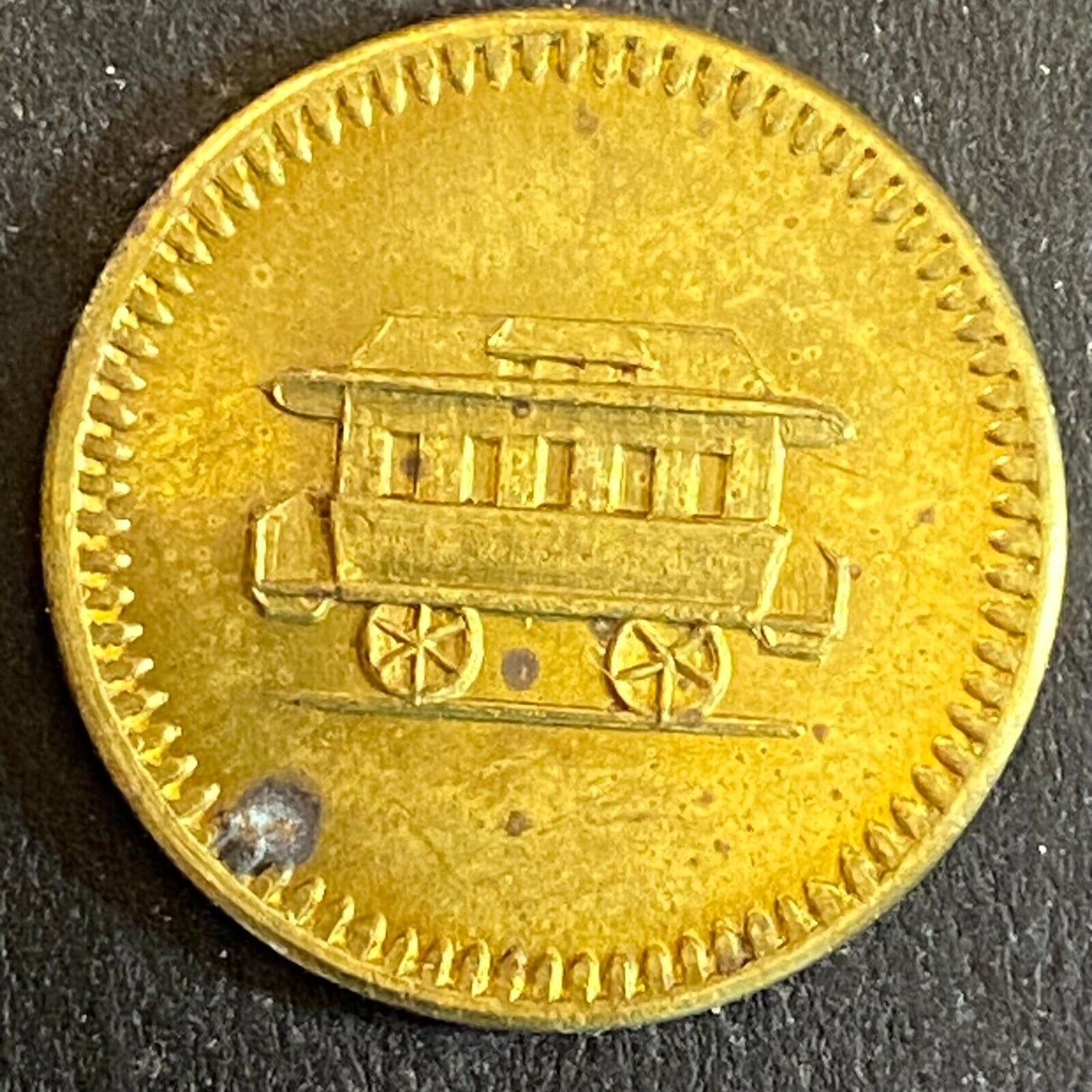 L.V.S.R.W. Co. (Las Vegas, NM) G/F One Fare Token 20mm Streetcar Art Scarce (#2)