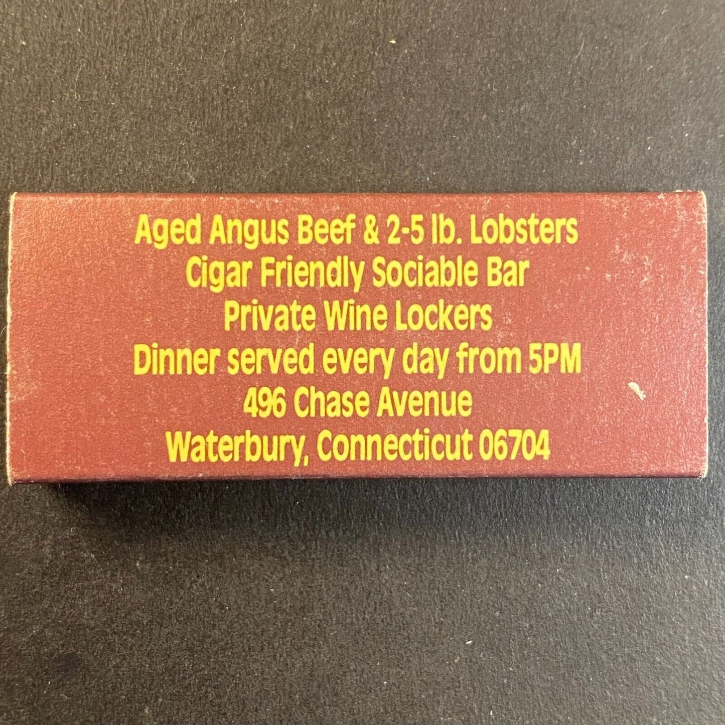 Carmen Anthony Steakhouse Waterbury, CT Restaurant Matchbox VGC Scarce