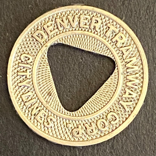 Denver Tramway Corp City Lines G/F One City Fare Transit Token 16mm (#11)