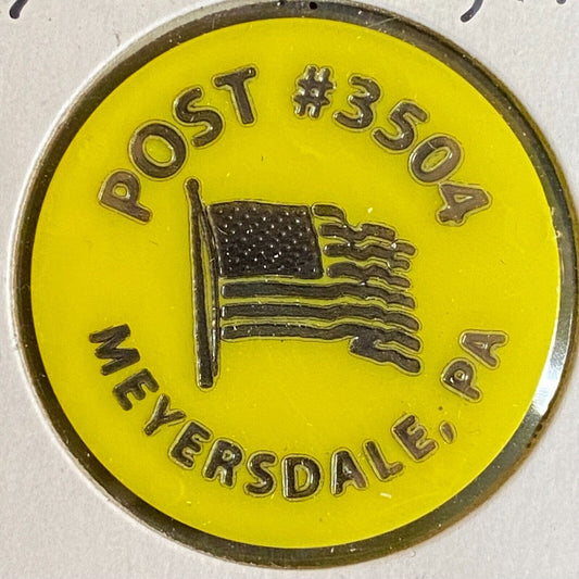 Meyersdale, PA American Legion 3504 c1980's Plastic Token "G/F One Can Beer"