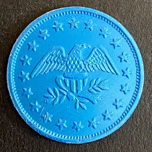 Decatur, IL ? Blue Annodized G/F One Fare Transit / Blank Eagle Token 23mm