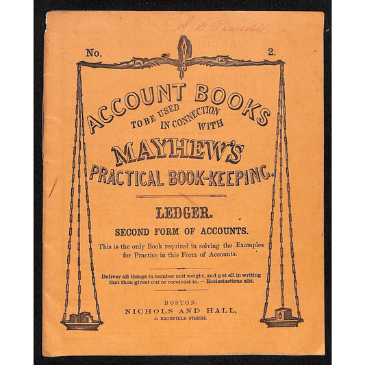Nichols and Hall Book-Keeping Account for 1860 Wine & Cigar Merchant 24pp*