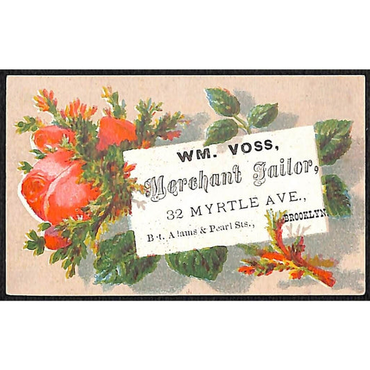 William Voss Wm. Voss Merchant Tailor Myrtle Ave, Brooklyn Victorian Trade Card