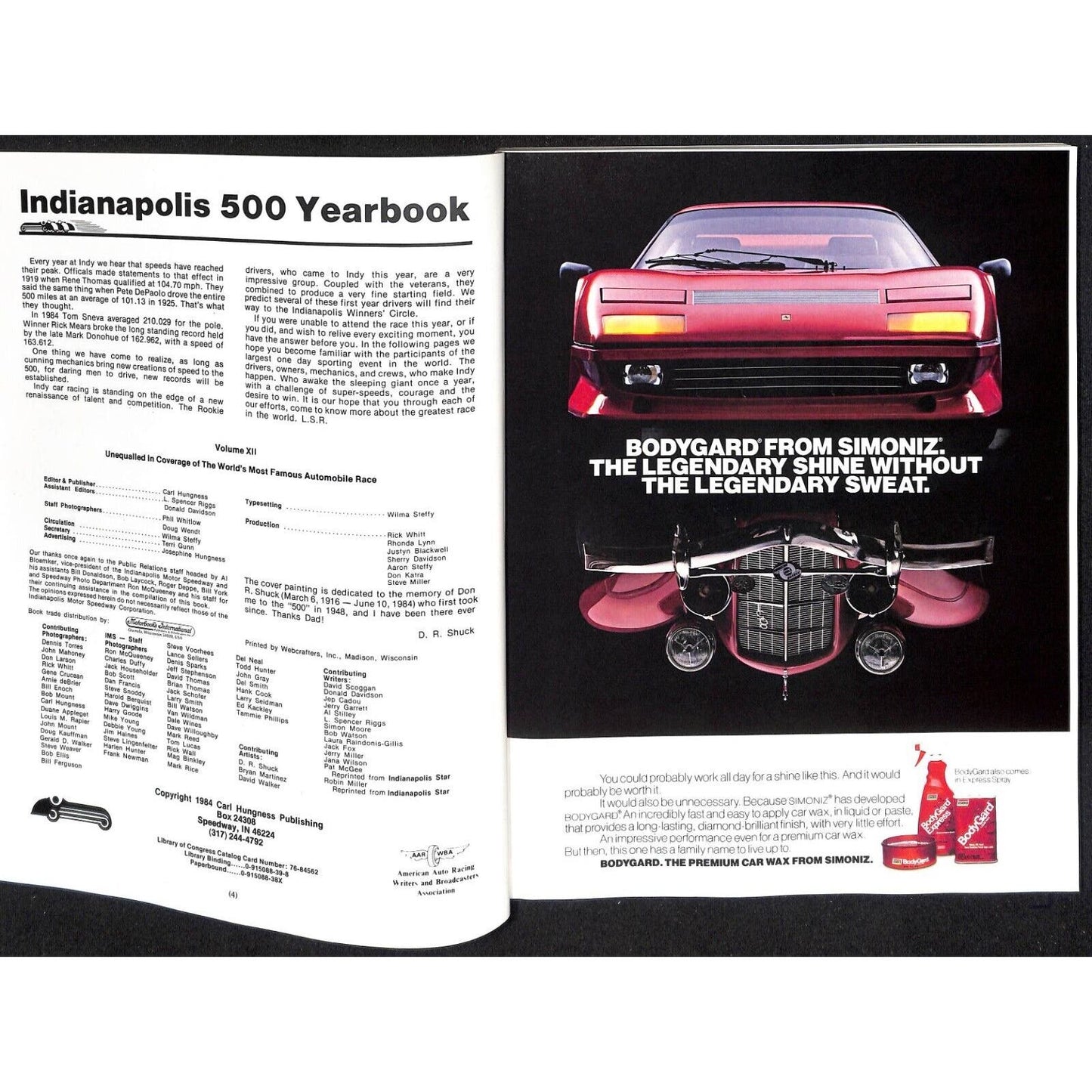 1984 Hungness Indianapolis 500 Yearbook Racing VGC 223pp 1lb 6oz