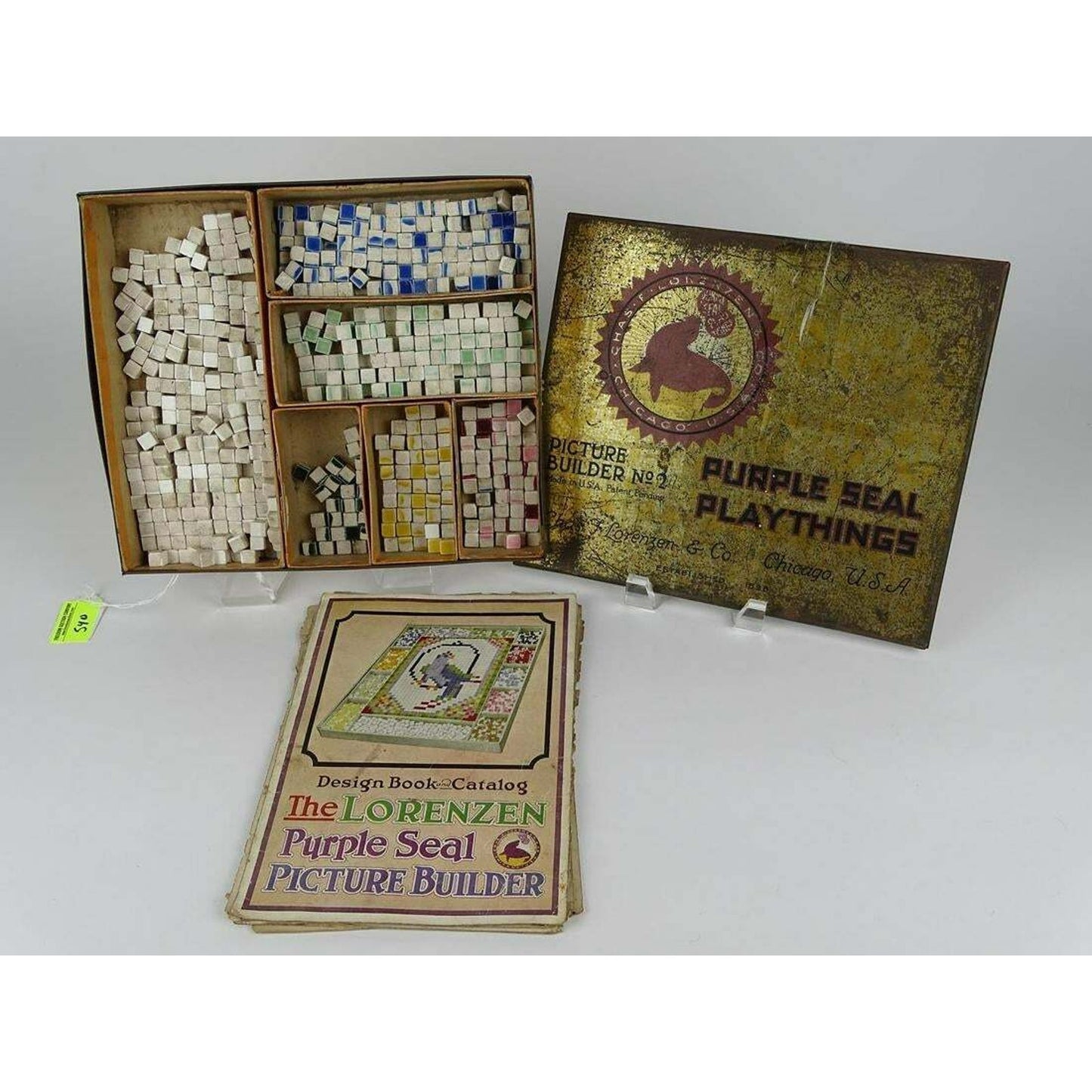 Lorenzen Purple Seal Playthings 1920's-30's Ceramic Tile Picture Builder Puzzle