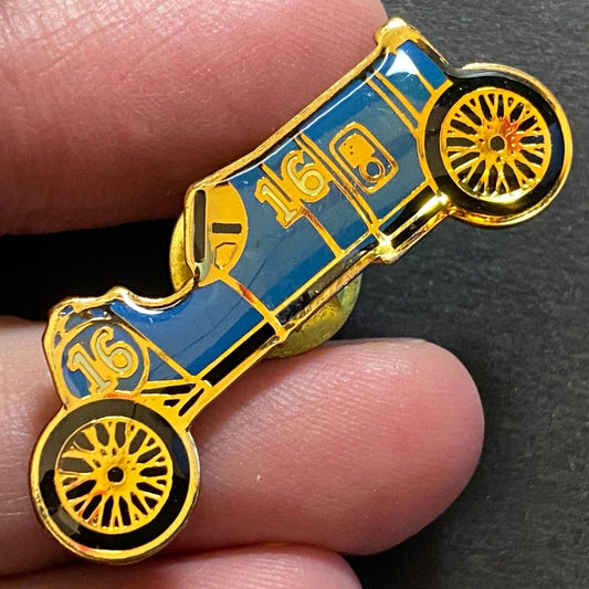 Indy 500 1913 #16 Jules Goux Peugeot Enameled Lapel Pin c1986-95 13 x 38mm VGC