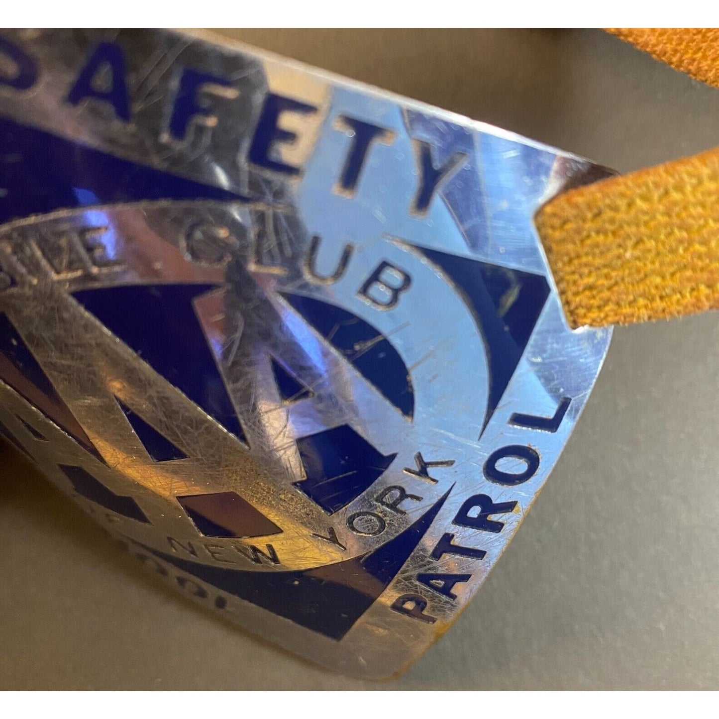 AAA Street Safety School Patrol Polished Alum. Enameled Arm Band c1950's Scarce