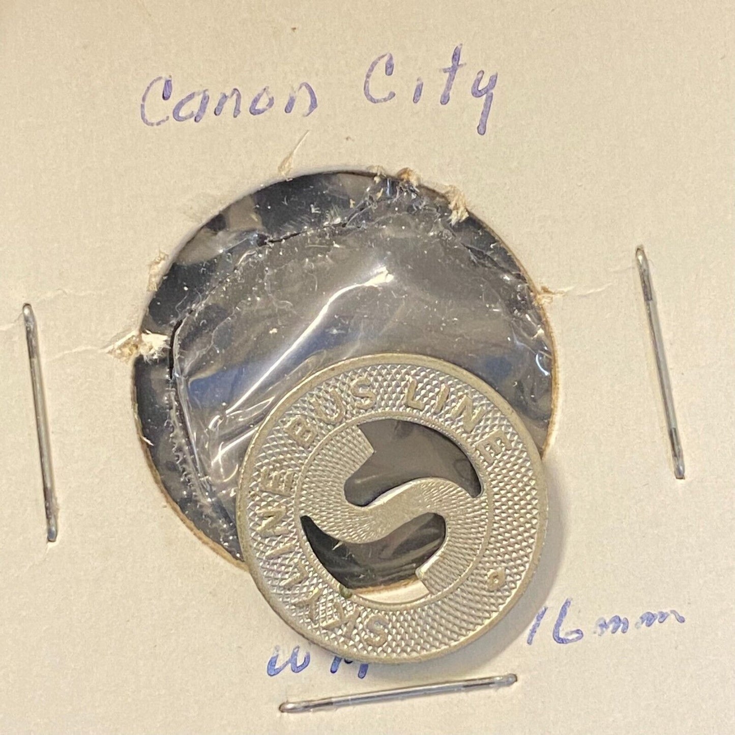Canon City, CO Skyline Bus Line G/F One City Fare Transit Token 16mm c1946