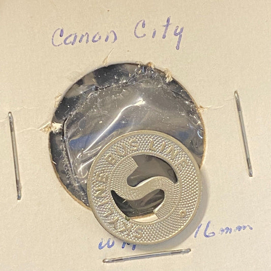 Canon City, CO Skyline Bus Line G/F One City Fare Transit Token 16mm c1946