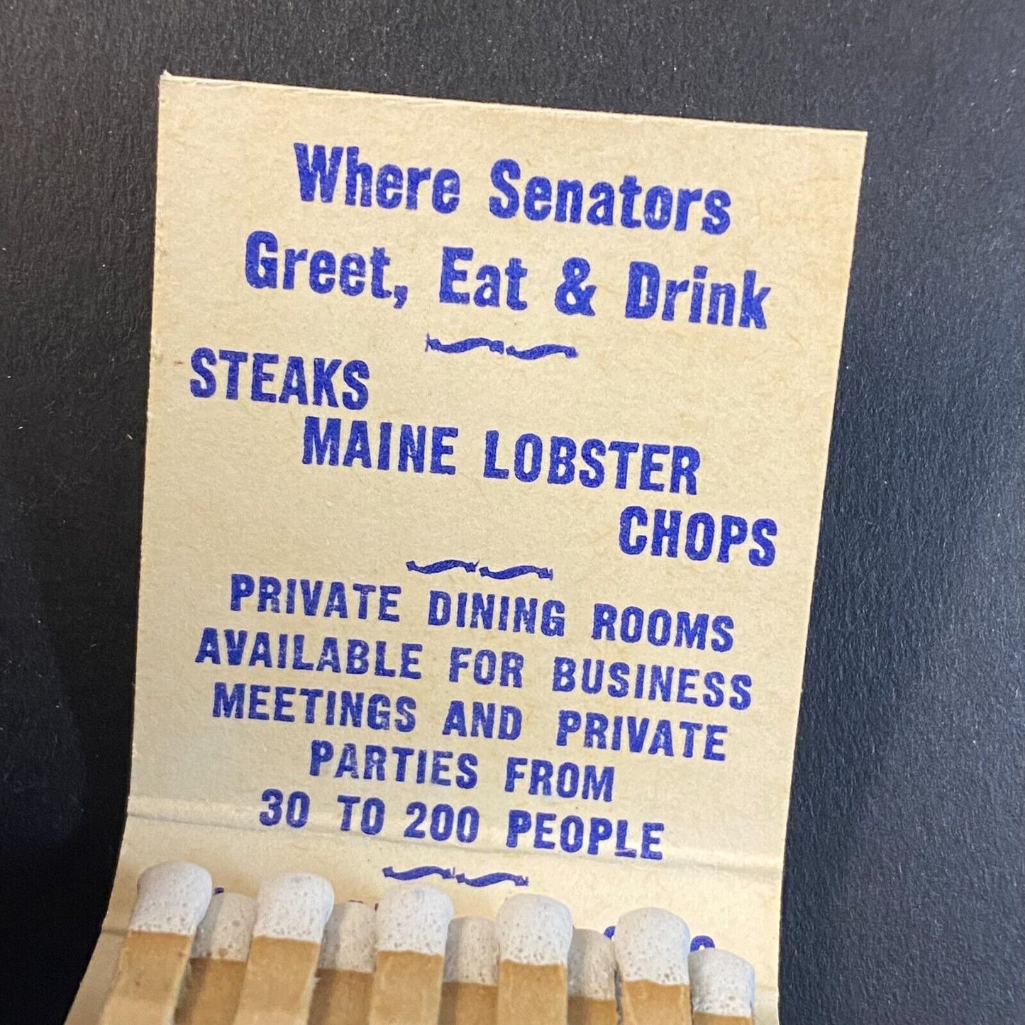 Barney's Market Club Chicago "Yes Sir, Senators" c1950's Full Matchbook VGC