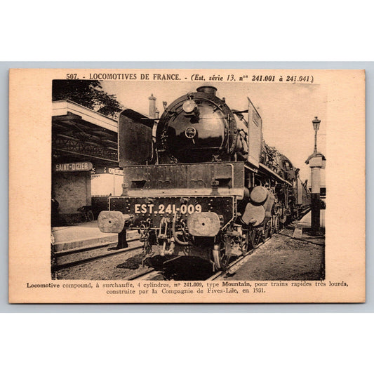 French Railroad RPPC* Postcard Locomotive 241.009 c1900 A. Gauthier