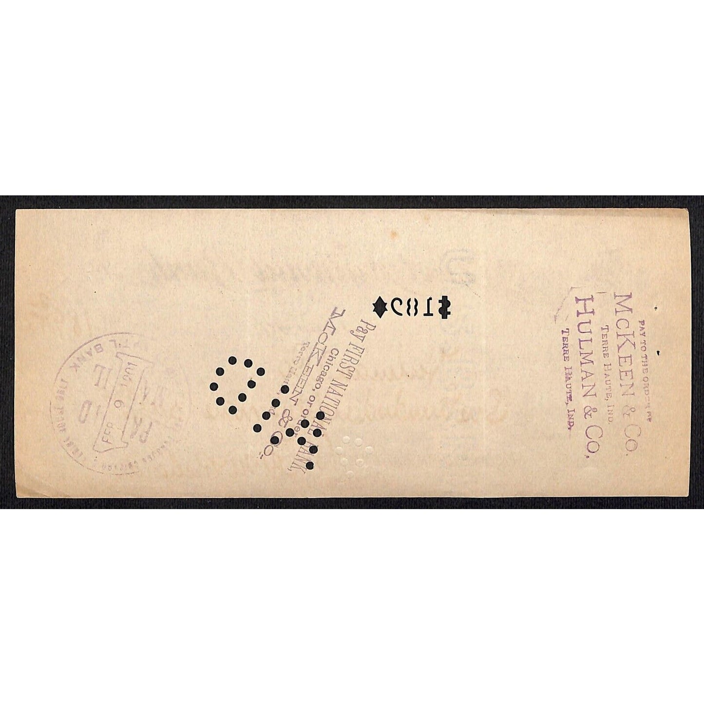 FNB Urbana, IL $189 1901 Bank Check Revenue Stamp w/ University Bldg. Vignettes