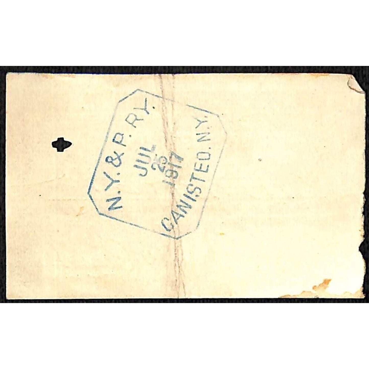 New York & Pennsylvania Railroad RY July 25 1917 Canisteo Half Fare Ticket #5245