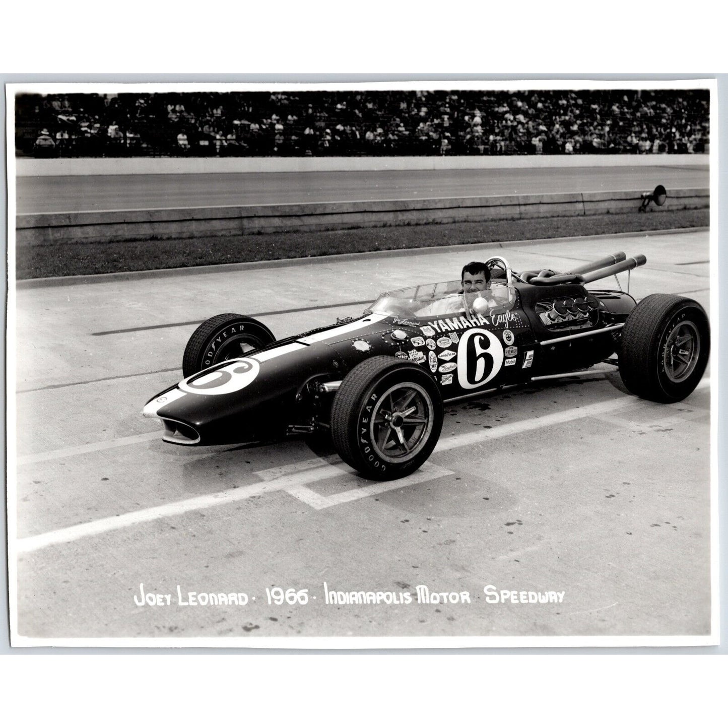 Joey Leonard #6 1966 Indianapolis Motor Speedway 8" x 10" Photo IMS Stamp VGC