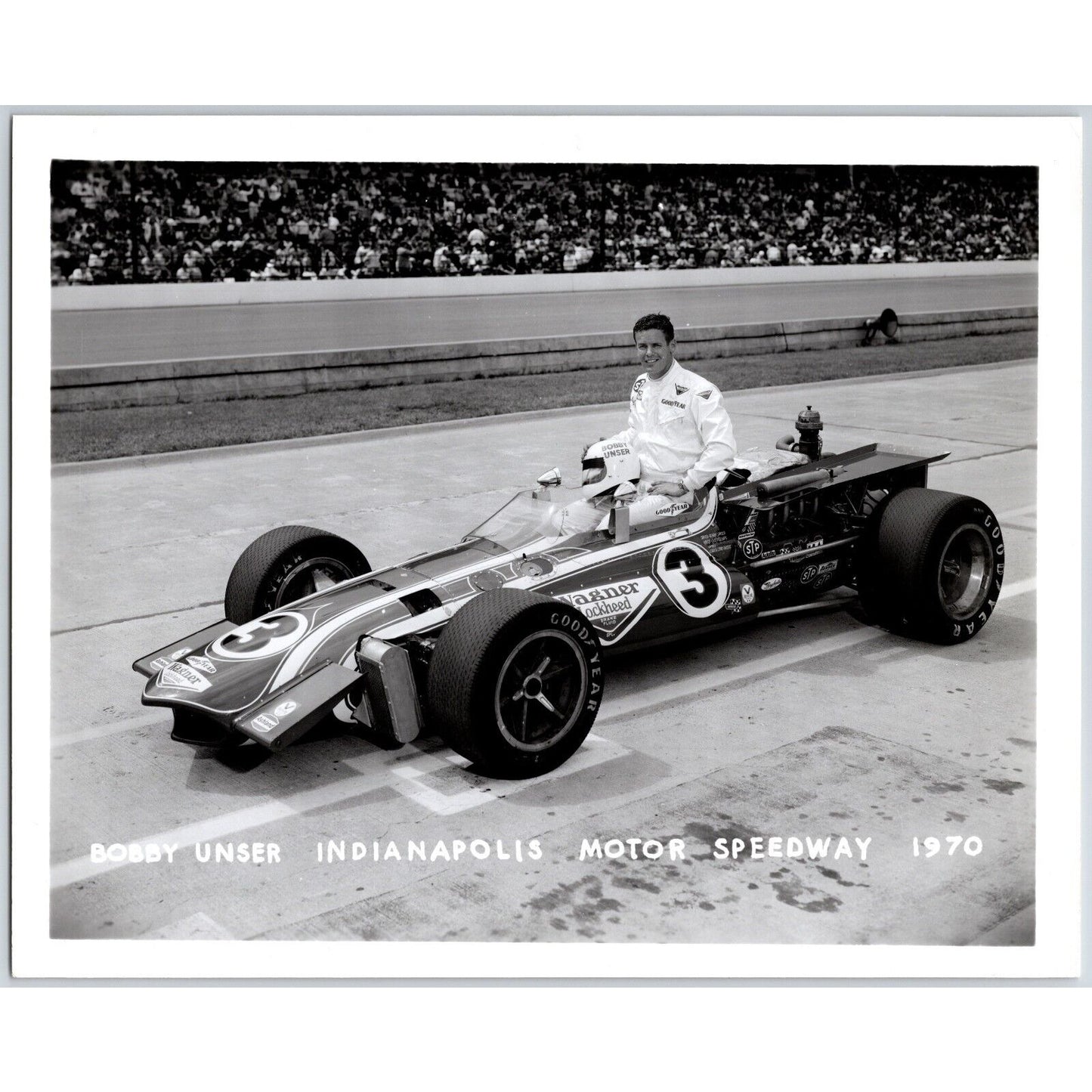 Bobby Unser #3 1970 Indianapolis Motor Speedway 8" x 10" Photo IMS Stamp