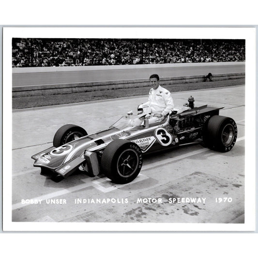 Bobby Unser #3 1970 Indianapolis Motor Speedway 8" x 10" Photo IMS Stamp