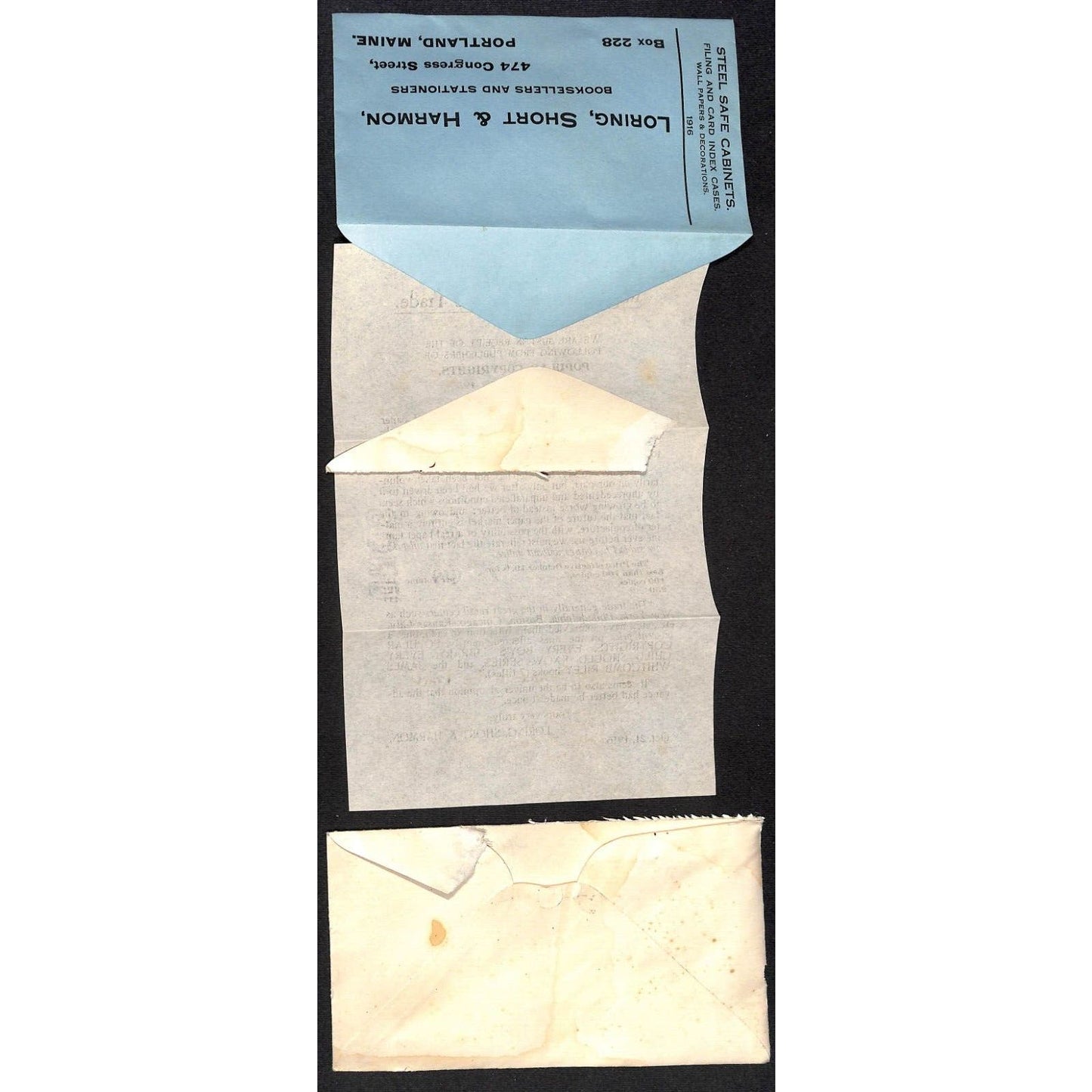 Loring, Short & Harmon Portland, ME Booksellers 1916 Letterhead & Vignette Cover