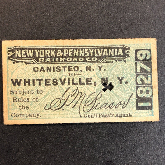 New York & Pennsylvania Railroad July 24 1917 Whitesville, NY Ticket #18279