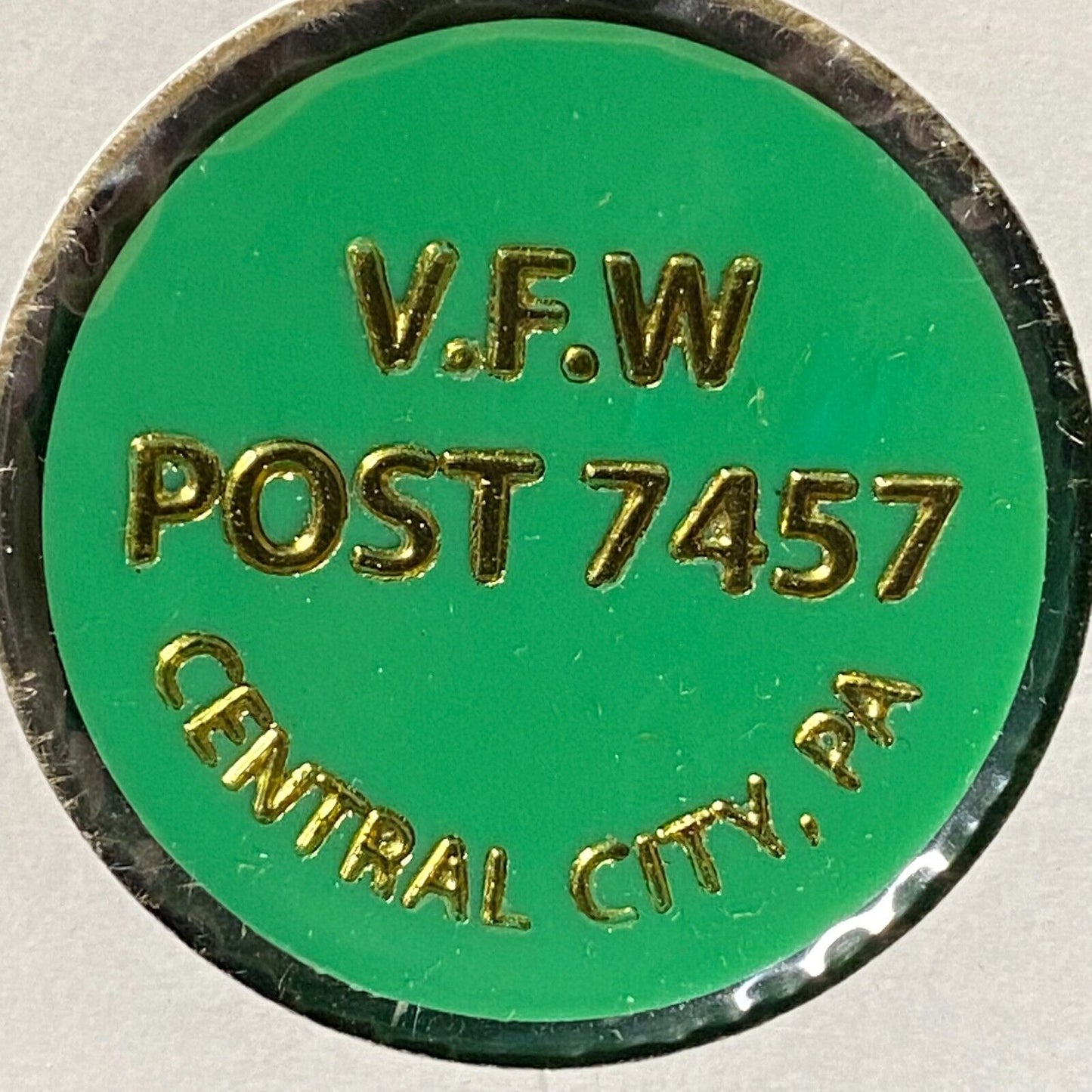 Central City, PA V.F.W. Post 7457 Plastic Drink Token G/F Bottle