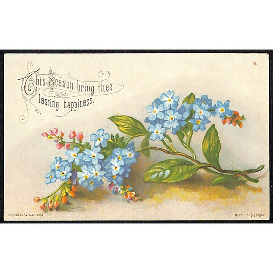 "This Season Bring Thee Lasting Happiness" England Victorian Card Floral