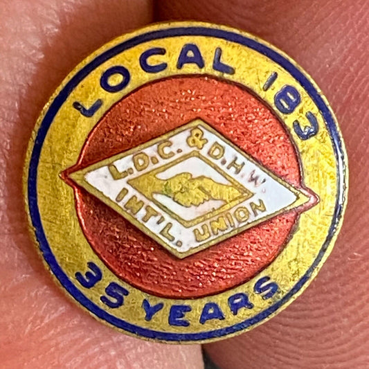 L.O.C. & D.H.W. Int'l Union 35 Years - Handshake Color Enameled Lapel Pin 14mm
