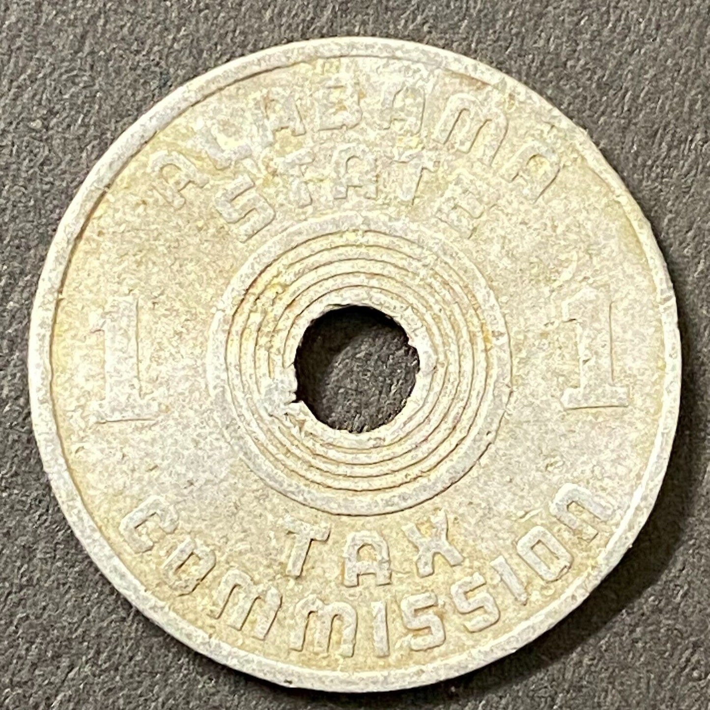 Alabama State Tax Commission Luxury "1" Tax Token Alum. 22mm