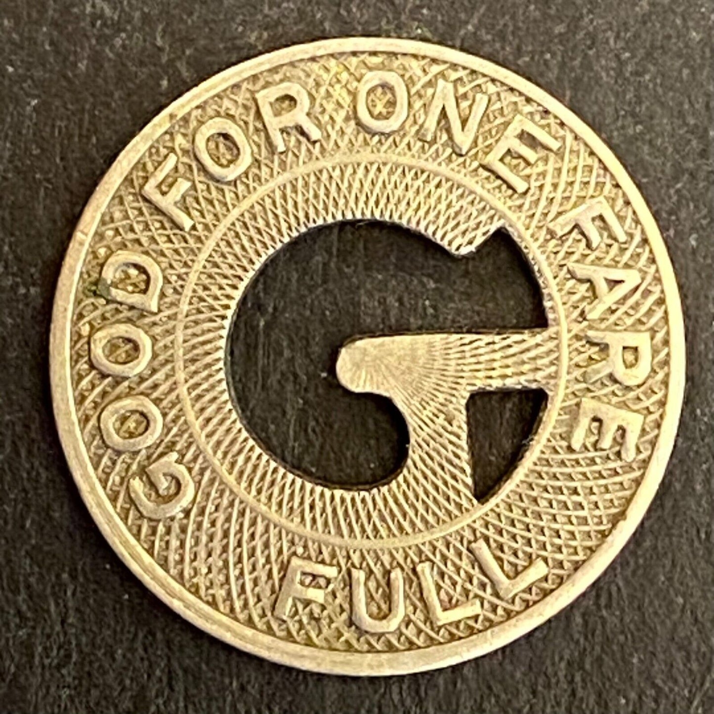 Galveston Transit Company G/F One Fare Full Transit Token 16mm Scarce (#2)
